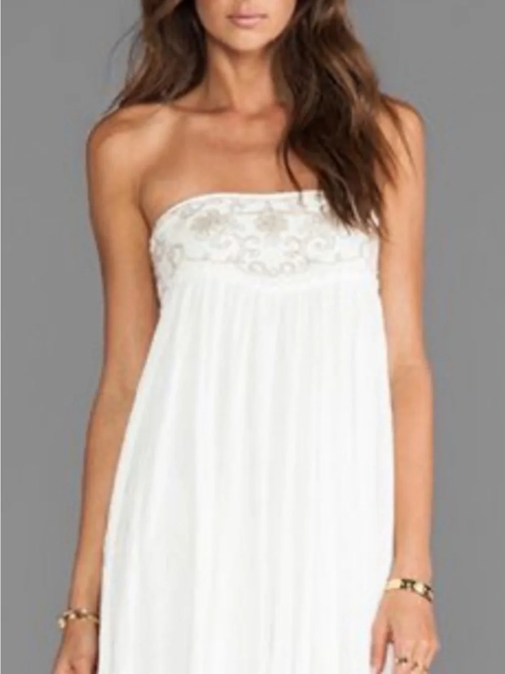 Free People White Bohemian Handkerchief-Hem Maxi Skirt/ Strapless dress